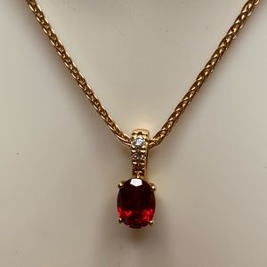 Oval Lab Created Ruby With 18” Wheat Chain